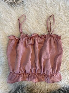 Intimately by FREE PEOPLE Pink Ruffle-Trim Spaghetti Strap Crop Top